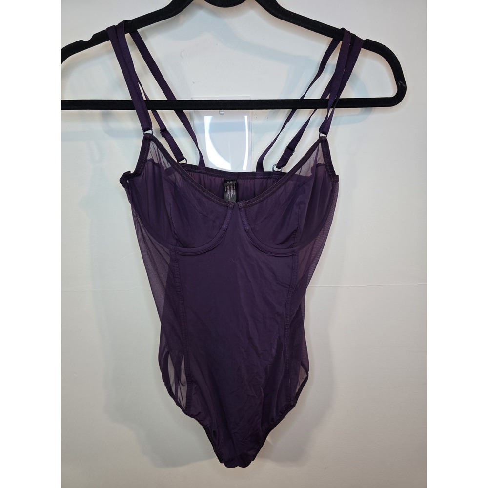 Victoria's Secret Purple Bodysuit Snap‎ Closure 36C Underwire Sheer